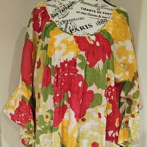 Anthropologie Maeve Floral Kimono in Red, Yellow & Cream